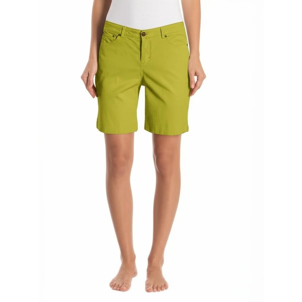 E39 By Eric Womens Size 6 Lime Green Bermuda Shorts Casual Button Fly Vibrant